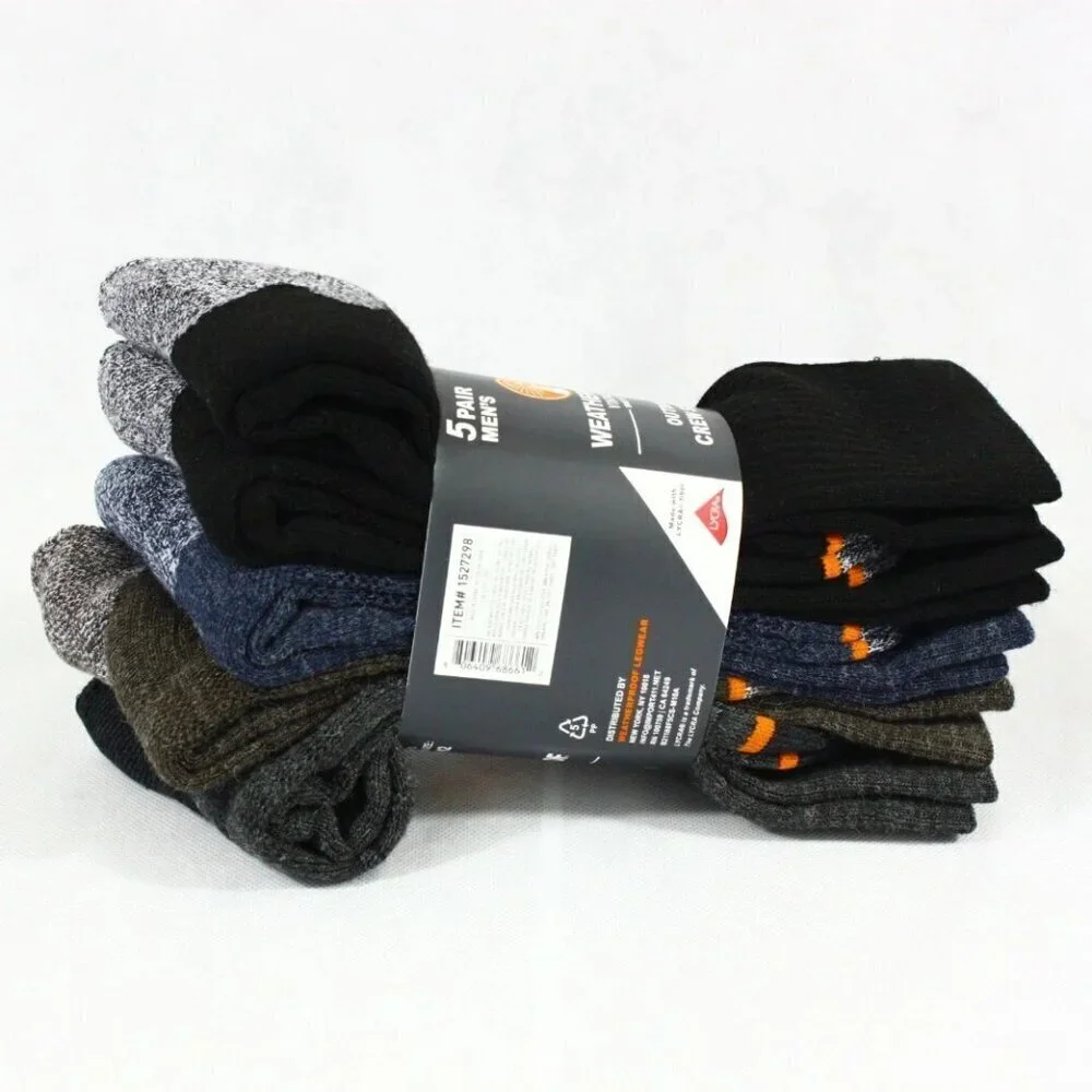 NWT - Weatherproof Men's Outdoor Crew Sock, 5-pair